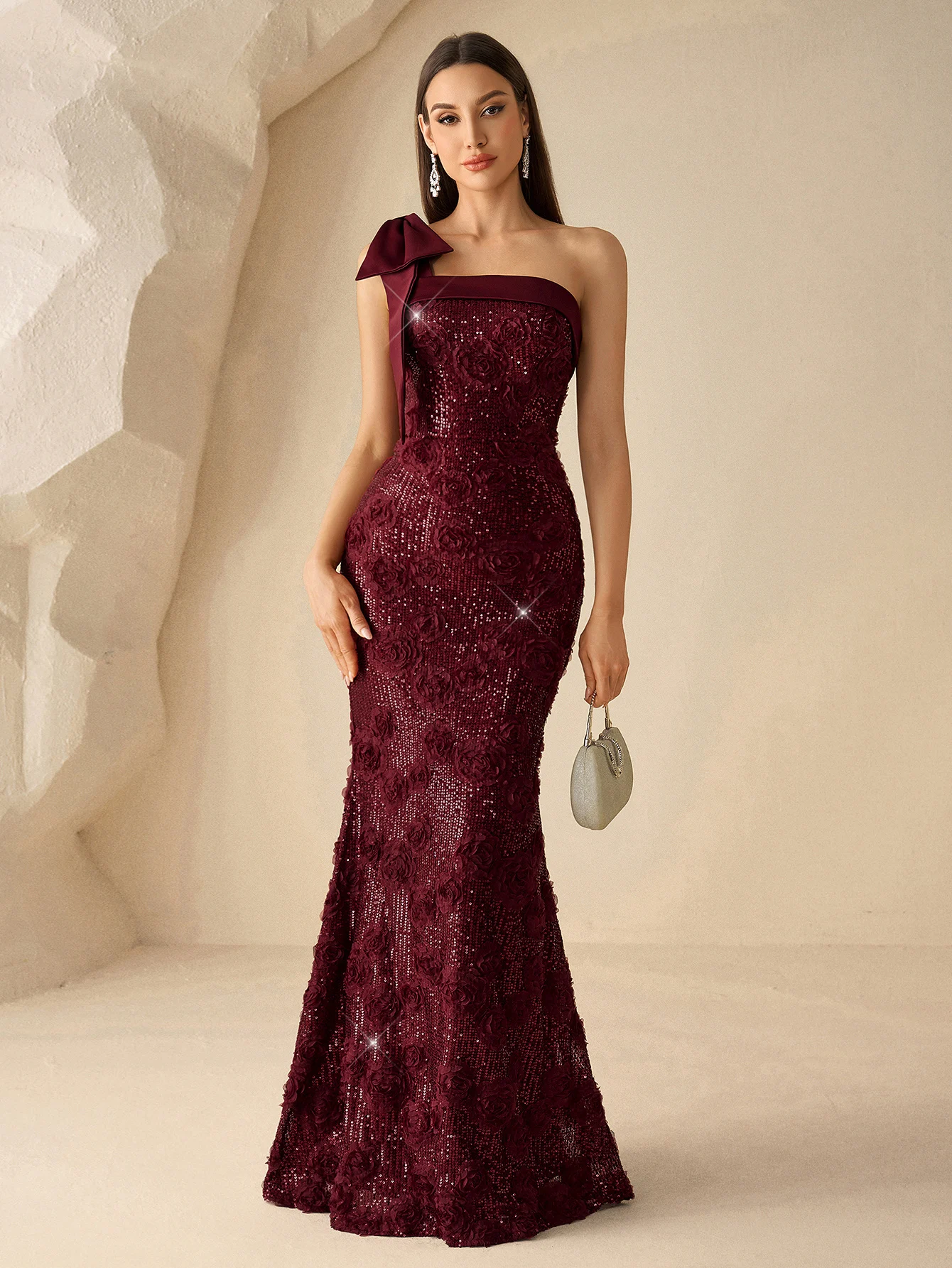 xucthhc-new-women-one-shoulder-formal-evening-dress-wine-red-sequin-rose-embroidery-mermaid-christmas-party-gown