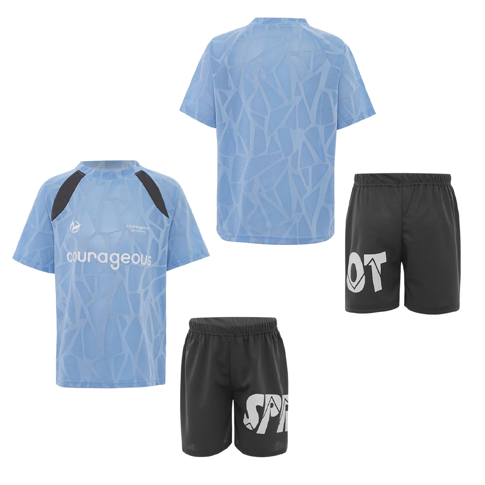 

Teen Boys Quick-Drying Mesh Sports Suit Basketball Outfit Short Sleeve T-shirt with Shorts for Cycling Running Exercise Workout