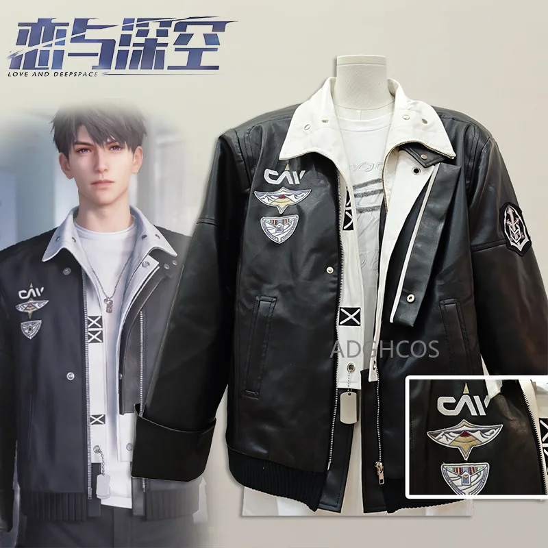 

Куртка из искусственной кожи для косплея Caleb Deep Aerospace Agency Uniform Love and Deepspace, мужская, для взрослых, на Хэллоуин, в стиле аниме, игровой костюм, мерч