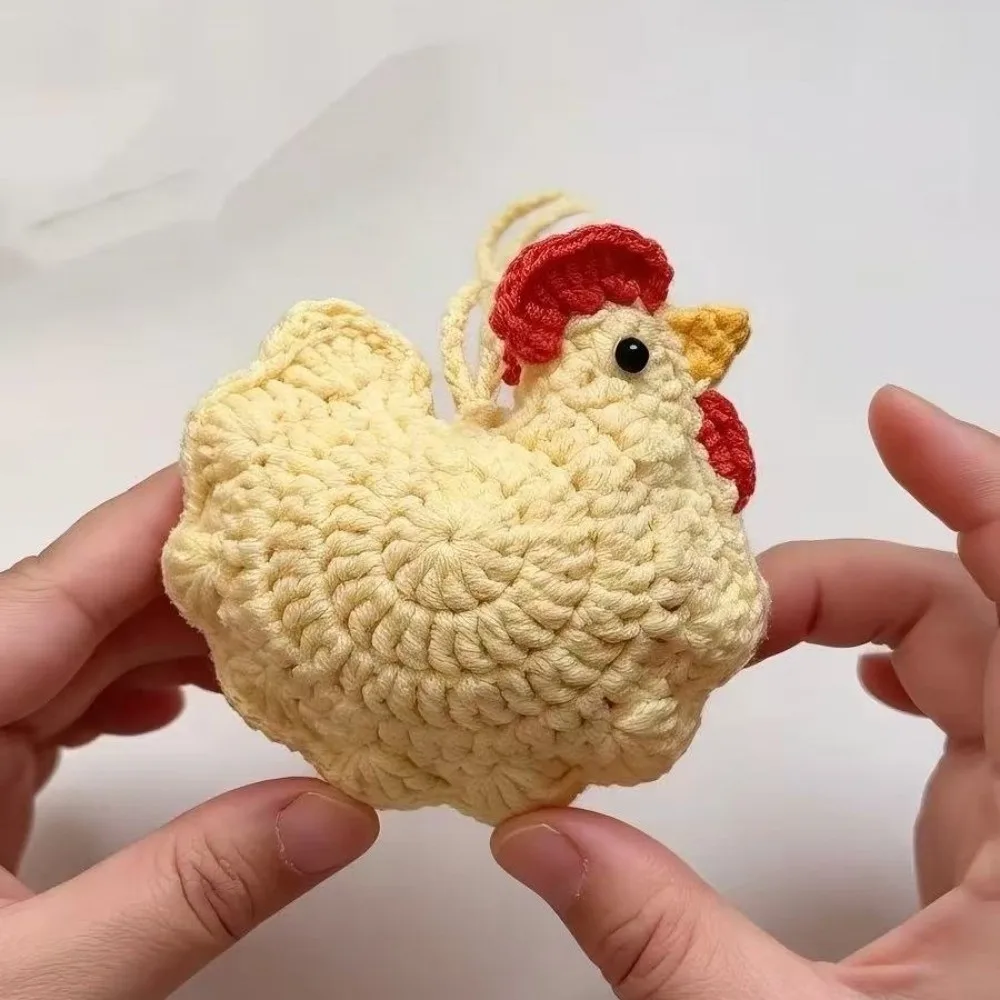 Cartoon Chicken Coin Purse Double-sided Crochet Knitted Coin Purse Egg Bag Packing Knit Crochet Handbag Festival Decoration