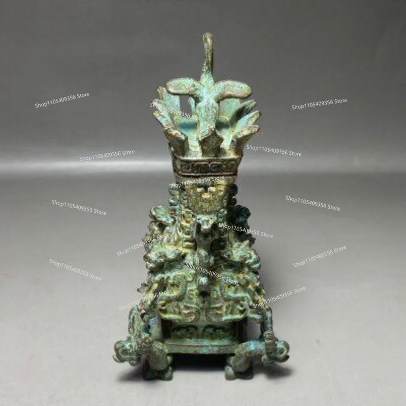 Bronze Lotus Crane Square Pot Is Simple and Elegant, Office Living Room Decoration Ornament Old Goods Collection