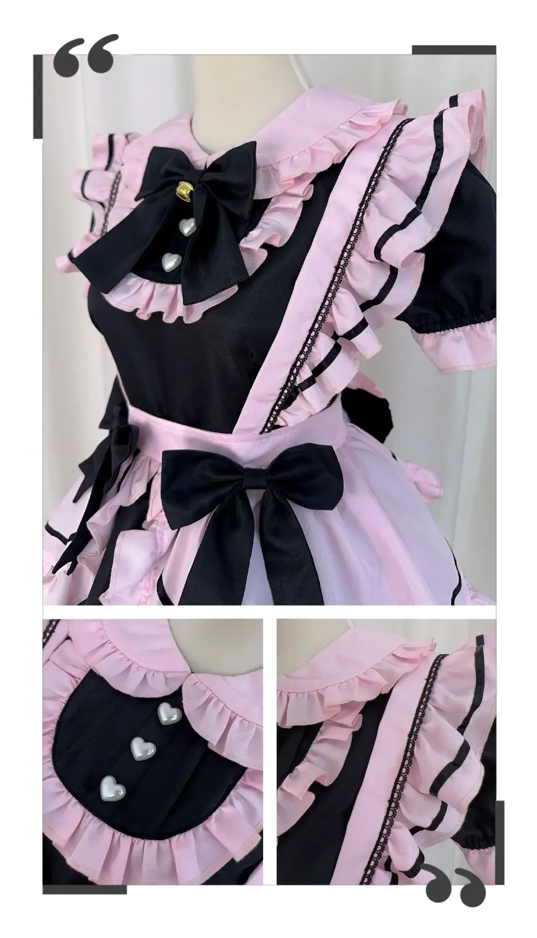 Französisches süßes rosa Lolita-Kleid, Kawaii-Dienstmädchen-Kostüm, Cosplay, süßes Mädchen, Katzen-Schleife, verführerische Uniform, Geburtstagsparty-Bühnenkleid – Detail 7