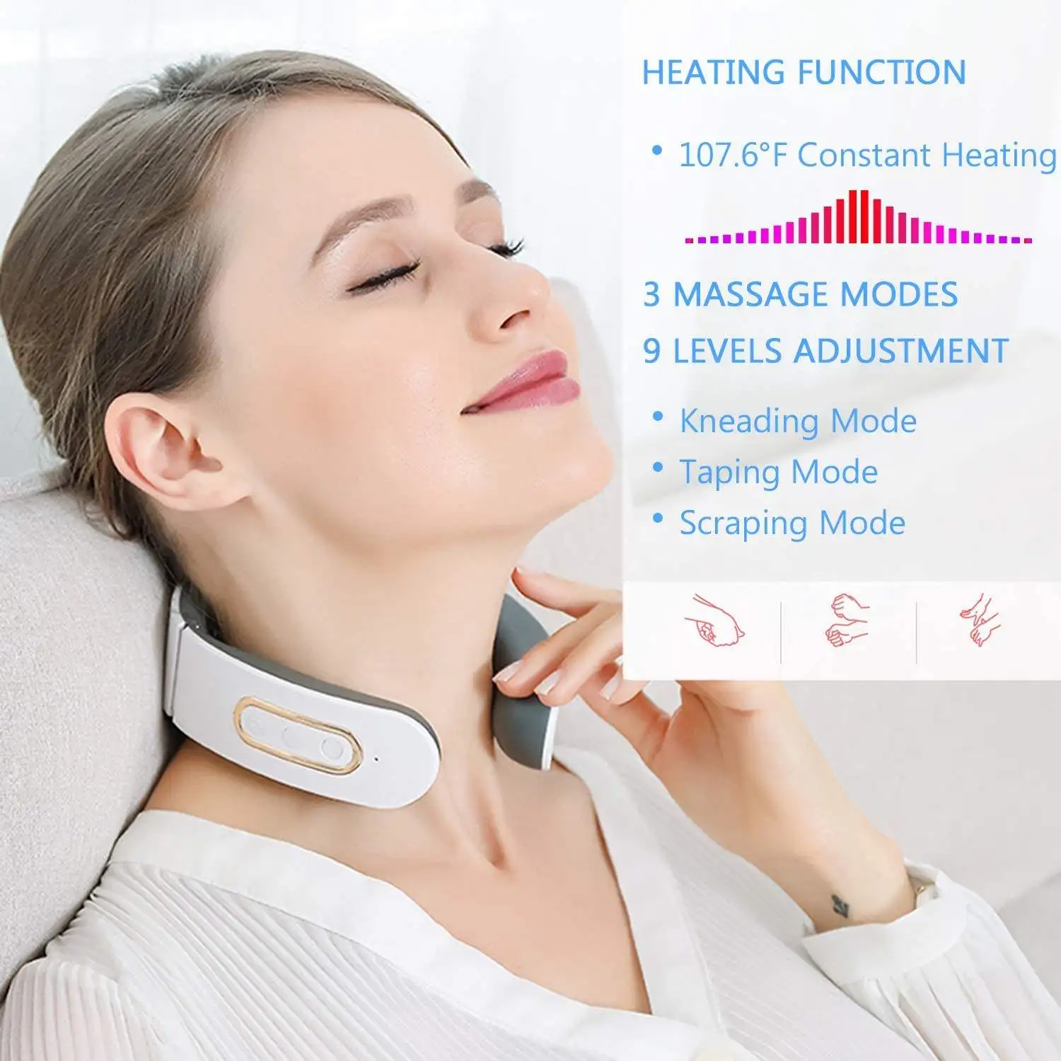 Electric Pulse Back and Neck Massager Far Infrared Heating Pain Relief Health Care Relaxation Tool Intelligent Cervical Massager