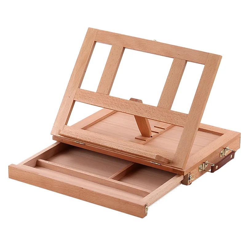 Beech Single-Layer Drawer Painting Box Portable Desktop Easel Stand for Sketching Oil Painting Art Work