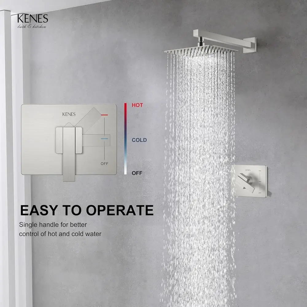 نظام دش مطري مربع 10 مع رأس دش ومقبض من النيكل المصقول، حامل على الحائط، KE-6024B (يشمل الصمام) #4