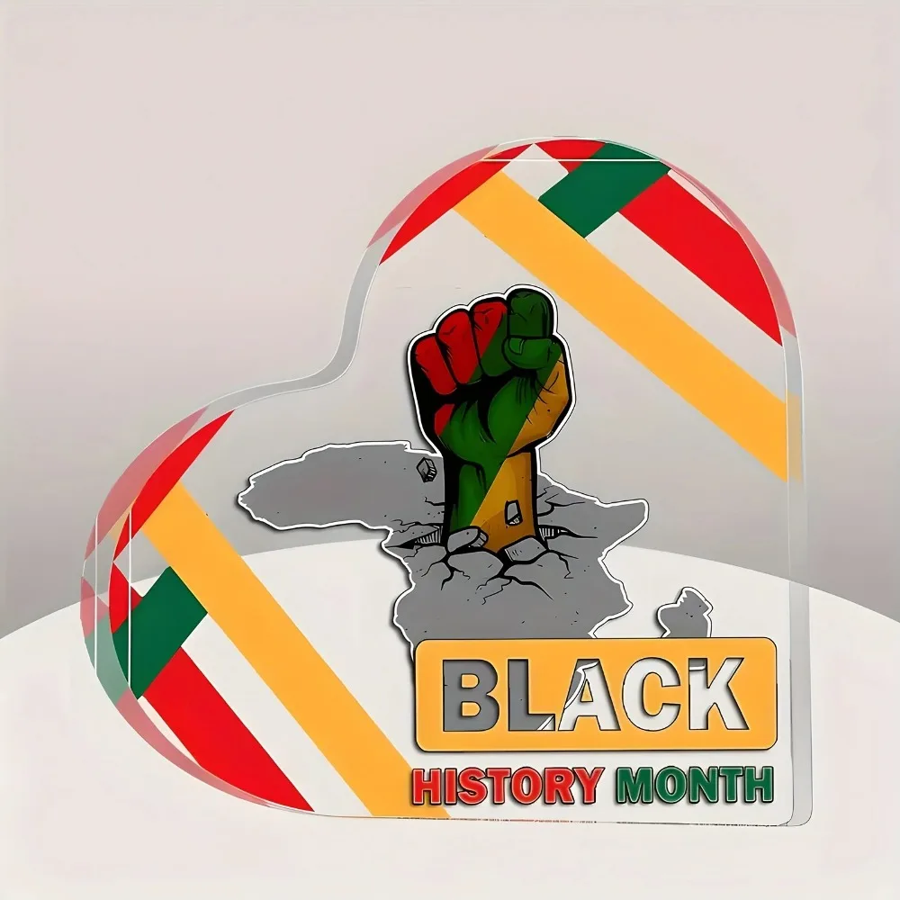 CIFBUY Metal Wall Raised Hand Gesture Crystal Medal Black History Month Gift African American Desk Decor Colorful Stripes Sign