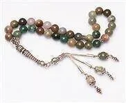 IQRAH Indian Agate Stone Rosary (925 SETTING SILVER 8mm)