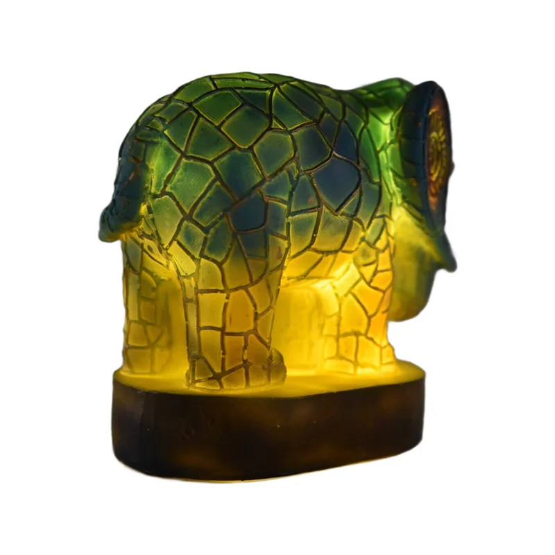 

TFTP-2X Animal Table Lamp Dyed Resin Elephant Lamp Desktop Night Light Table Night Light,3D Stained Animal Night Light Lamp
