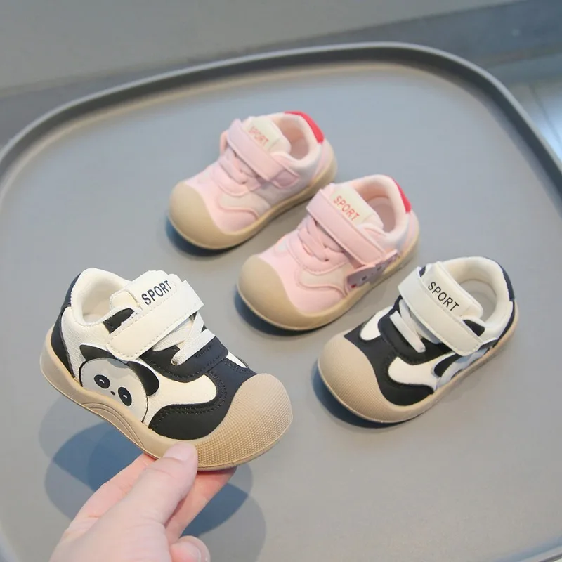 Kids Anti-kick Sneakers Cute Cartoon Panda Pattern Children Walking Shoes for Boys Girls Outdoor Causal Toddlers Sports Shoes