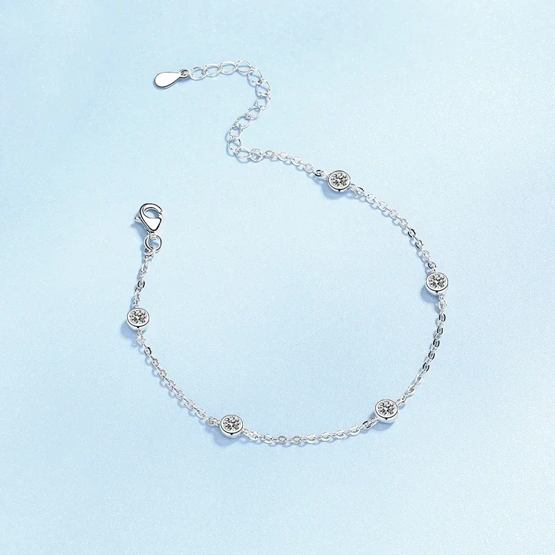 

Daughter Platinum PT950 Bracelets Women Birthday Gift Moissanite Diamond 0.5ct Luxury Chain Valentine's Day Girl Fine Jewelry