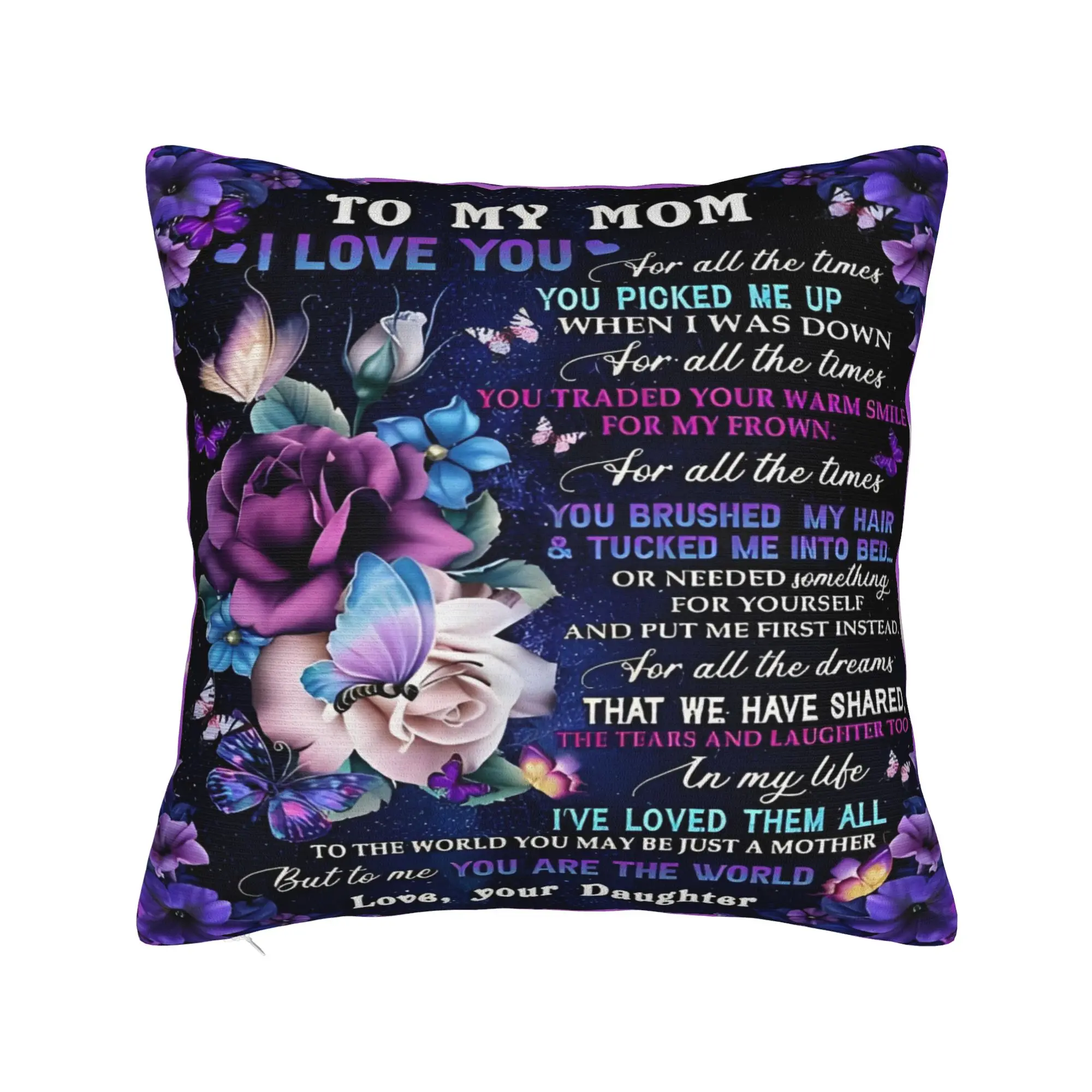 Mother's Day  Pillowcase Polyester Cushion Cover Decorative Letter From Daughter Throw Pillow Case Cover Home Square 45X45cm