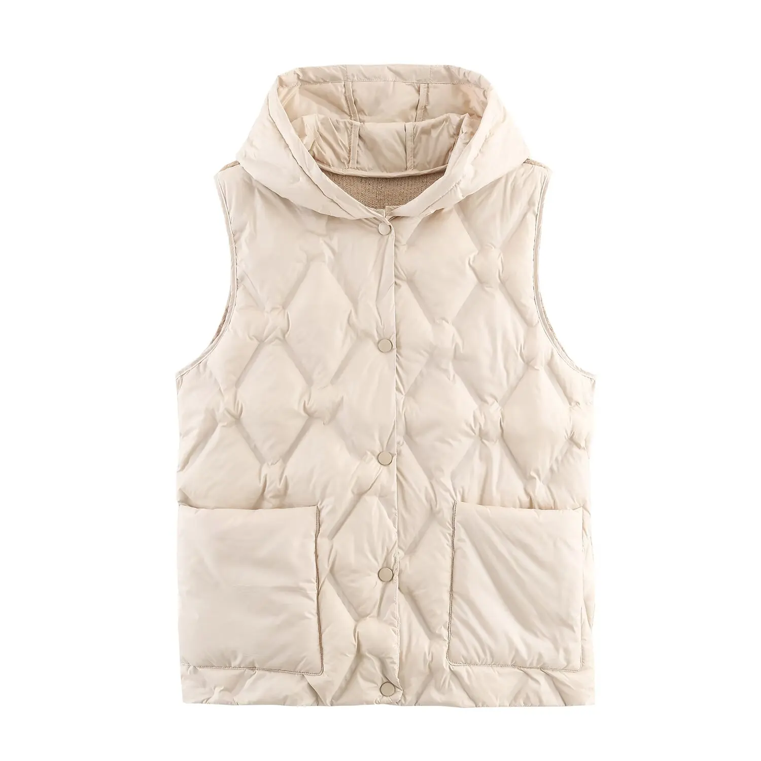 

ЖЕНСКИЙ модный осенний новый вязаный хлопковый жилет с капюшоном и пуговицами в европейском и американском стиле Mujer