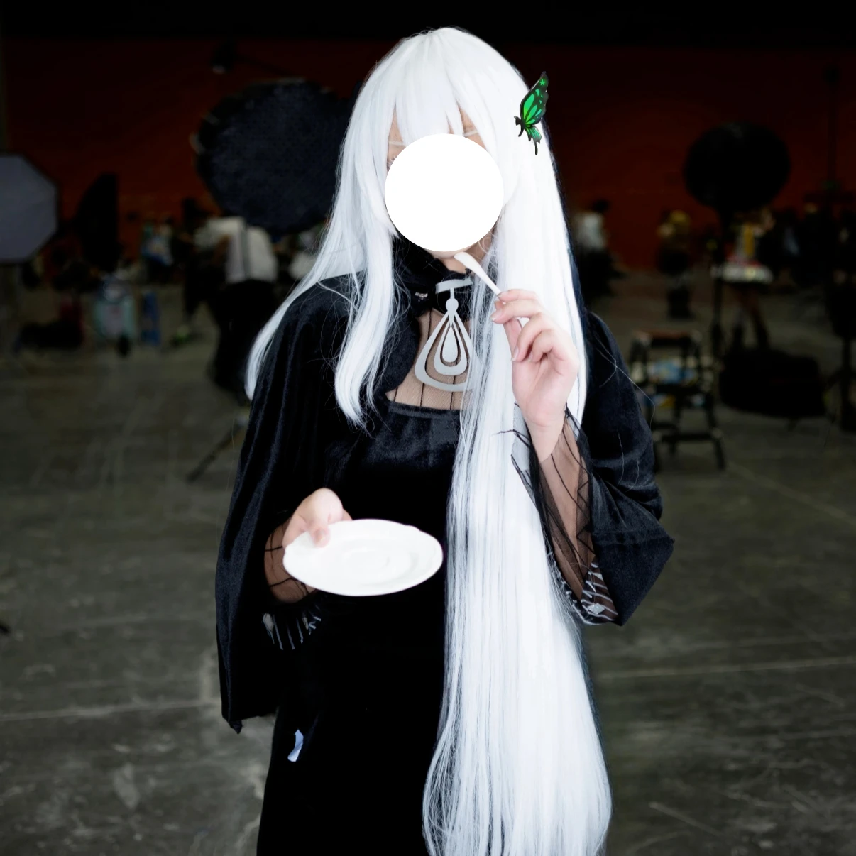 Echidna Cosplay Costume Black Long Sleeve Maxi Gown Cross Neck Re:Life in A Different World From Zero Women Gothic Nun Cos Dress view 3