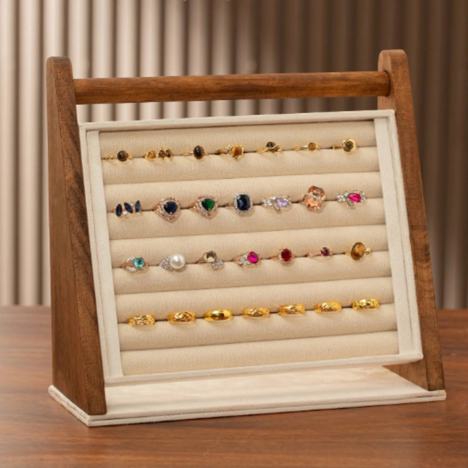 Freestanding Loop Display Stand Minimalist Loop Display Stand with Cushioned Tiers Rustic Decorative for Retail Stores