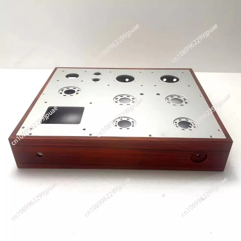 Professional custom bile machine mahogany chassis front stage Class A power amplifier wood chassis aluminum plate opening