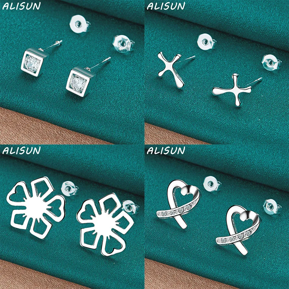 

ALISUN серьги из стерлингового серебра 925 пробы, серьги-гвоздики для женщин, очаровательные трендовые подарки на день рождения, модные вечерние ювелирные изделия