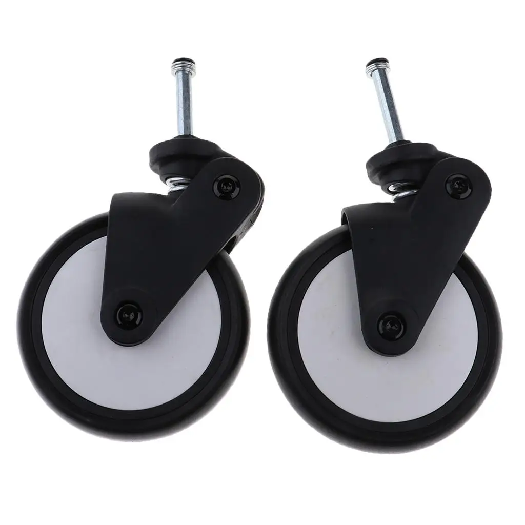 1 Pair Stroller Wheel Rubber Replacement Infant Stroller Rear Front Wheels 360 Degree Turn for Baby Pushchair
