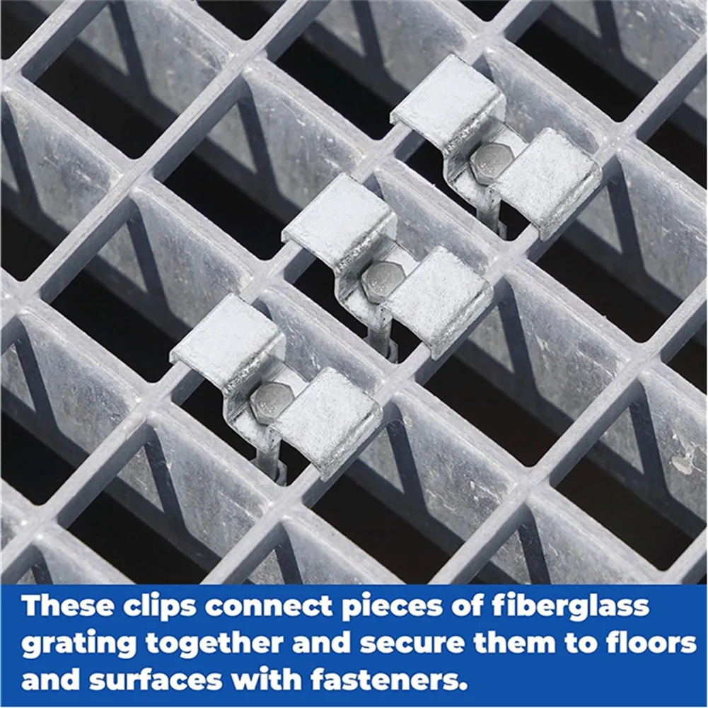 High Strength Galvanized Carbon Steel 25 Pcs Grating Clip Saddle Clip For Screw Size 1/4 Inch For Industrial Floor Drainage Syst