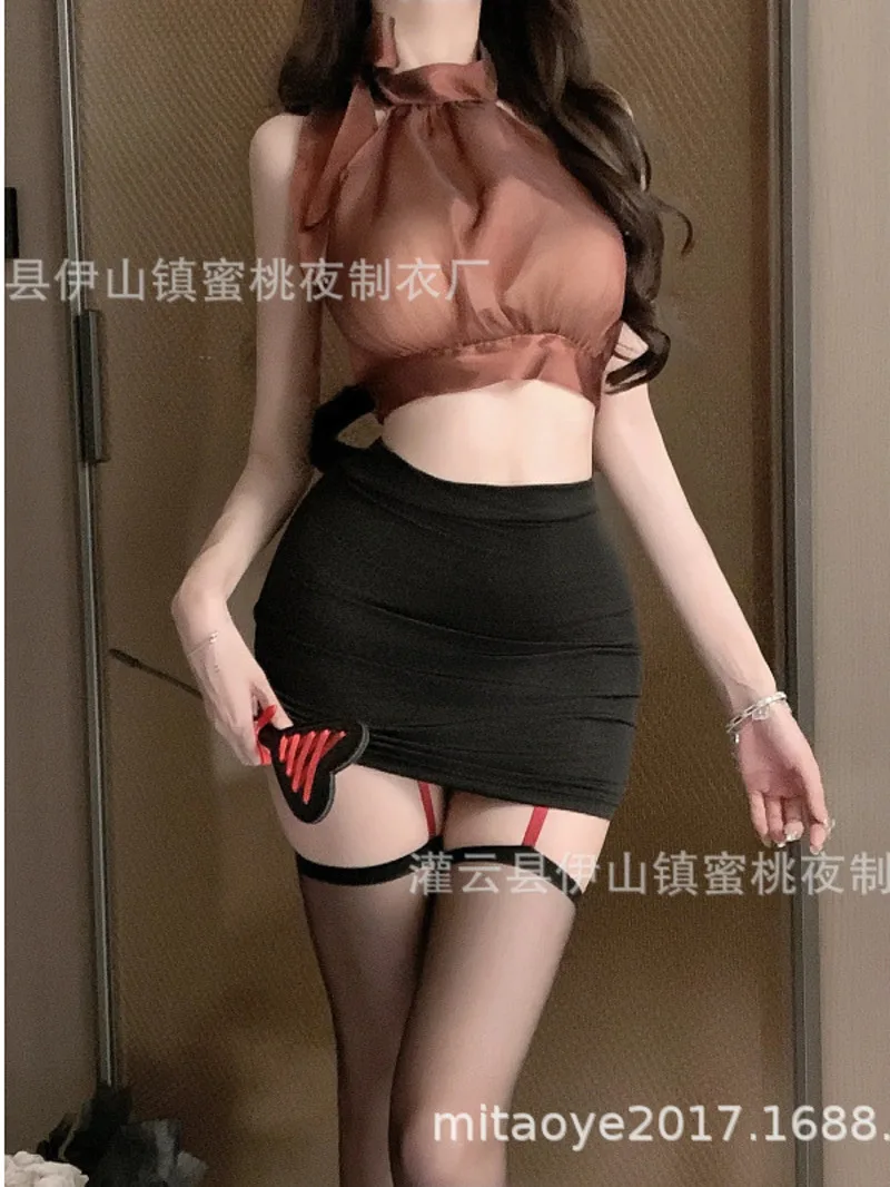

Temptation Office Cosplay Nightclub Role Play Costumes Skirt Women Sexy Lingerie Secretary Uniform Skirt Sets Charming Sexy Z2H1