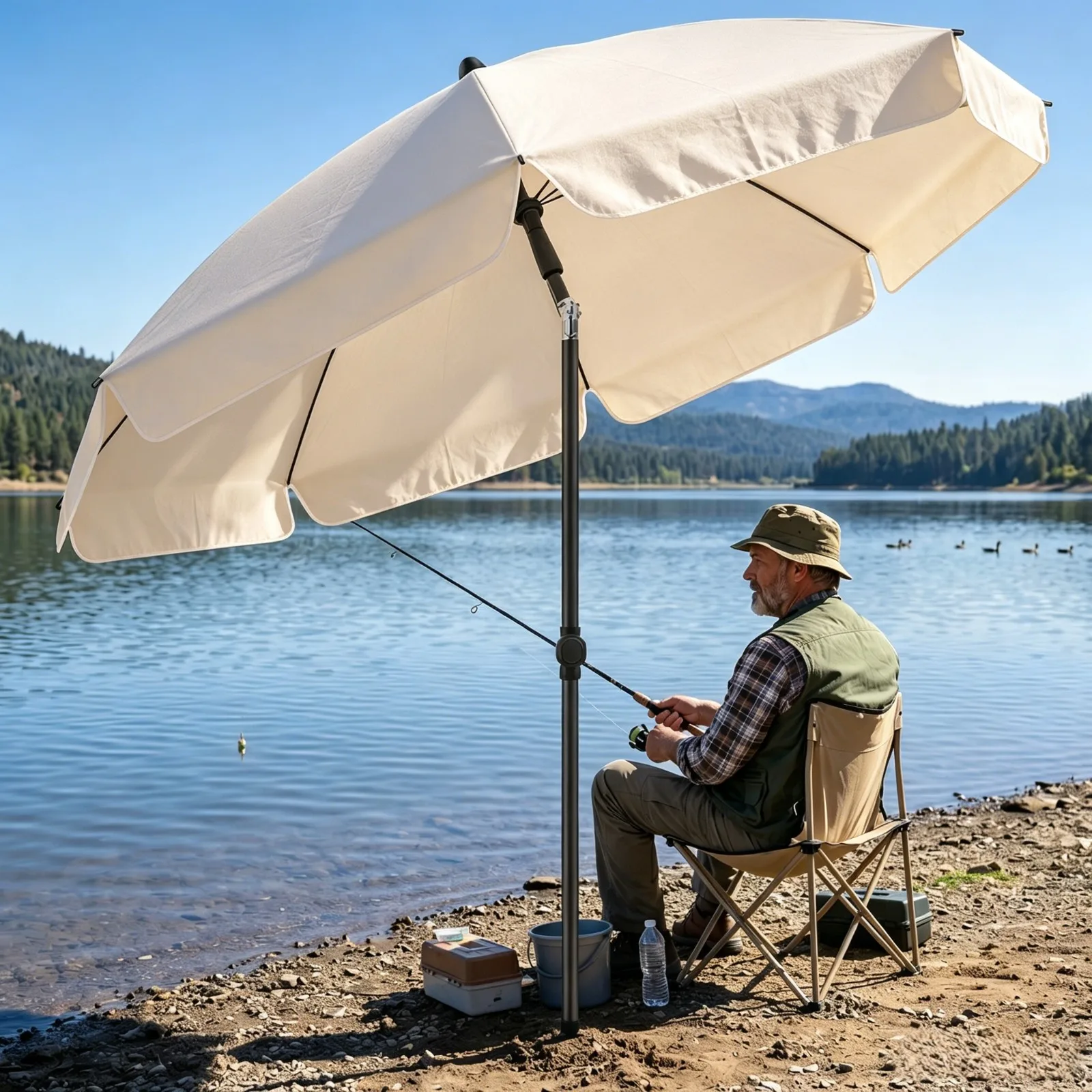 2M Sonnenschirm, Strand-Sonnenschirm, neigbar, verstellbar, UV-Schutz für den Außenbereich, Camping- und Angel-Sonnenschirm, wasserdichter Schatten-Sonnenschirm, Gartenpavillon – Detail 6