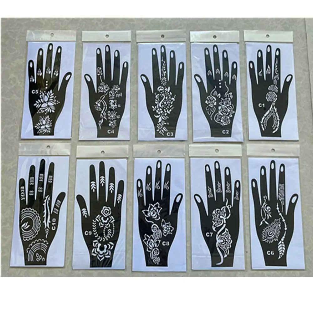 DIY Body Art Template Temporary Decal Tattoo Stencils India Henna Kit Hollow Drawing Airbrush Face Paints Arm Leg Feet Painting