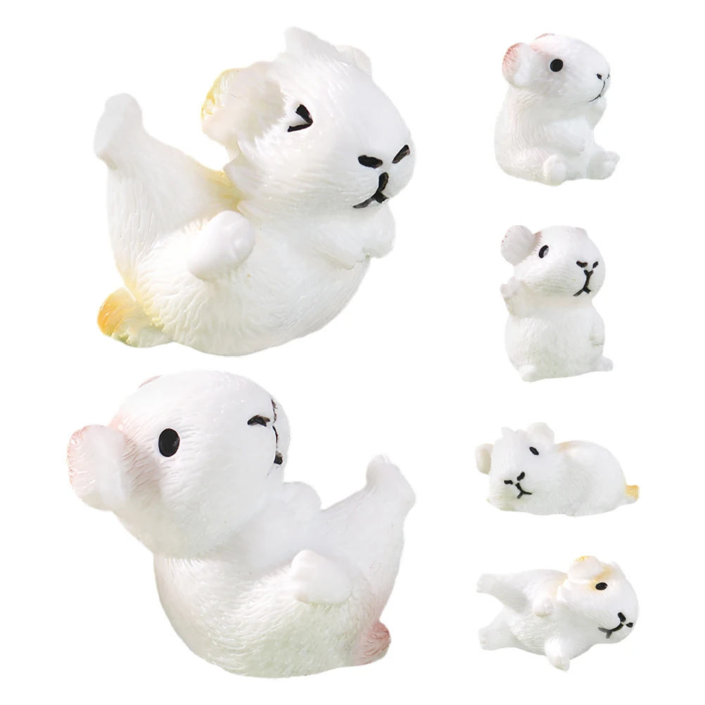 

6 Miniature Guinea Pig Statues for Micro Landscape Flowerpot Landscaping Cute Resin Animals Garden Accessories Desk Decorations