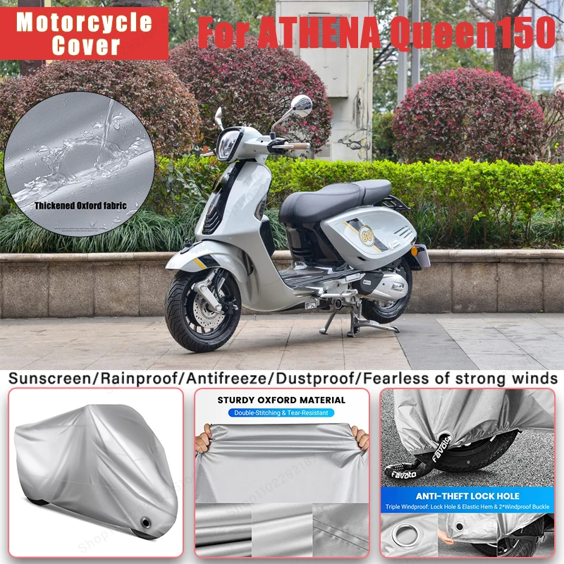 

For ATHENA Queen150 No Ear Motorcycle Cover - Outdoor Full Body Protection, Waterproof Dustproof Heat-Resistant Moto Accessories