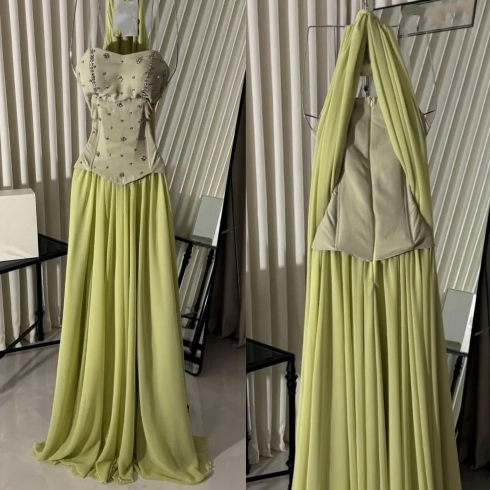 

Customized Exquisite Chiffon Sequined Pleat A-line Strapless Long Dresses Bespoke Occasion High Quality