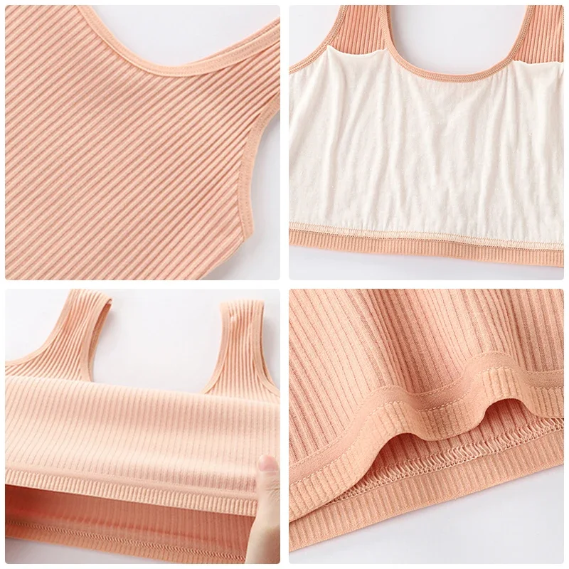 Soutien-gorge confortable en coton pour adolescentes, sous-vêtements décontractés, couleur unie, pour enfants, vêtements de sport