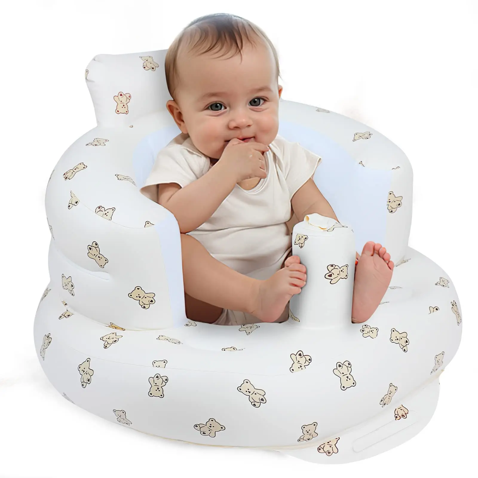 nfant Shining Baby Inflatable Sofa Portable PVC Bath Stool Children Puff Multifunctional Seat Practice Sitting Bath Chair