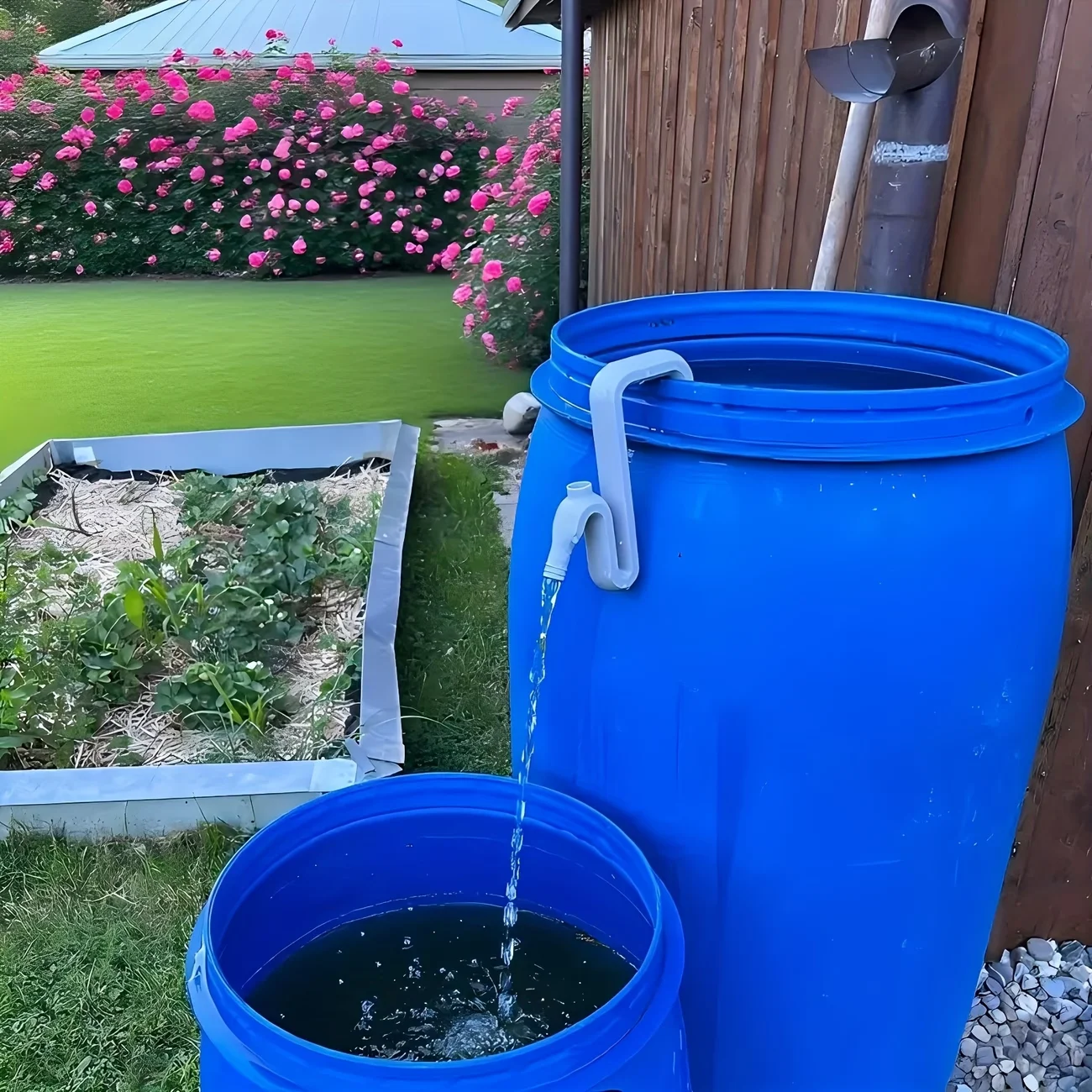 Rainwater Diversion and Overflow Pipe Solution - Effortless Automatic Drainage & Filling - Gravity-Powered Drainage