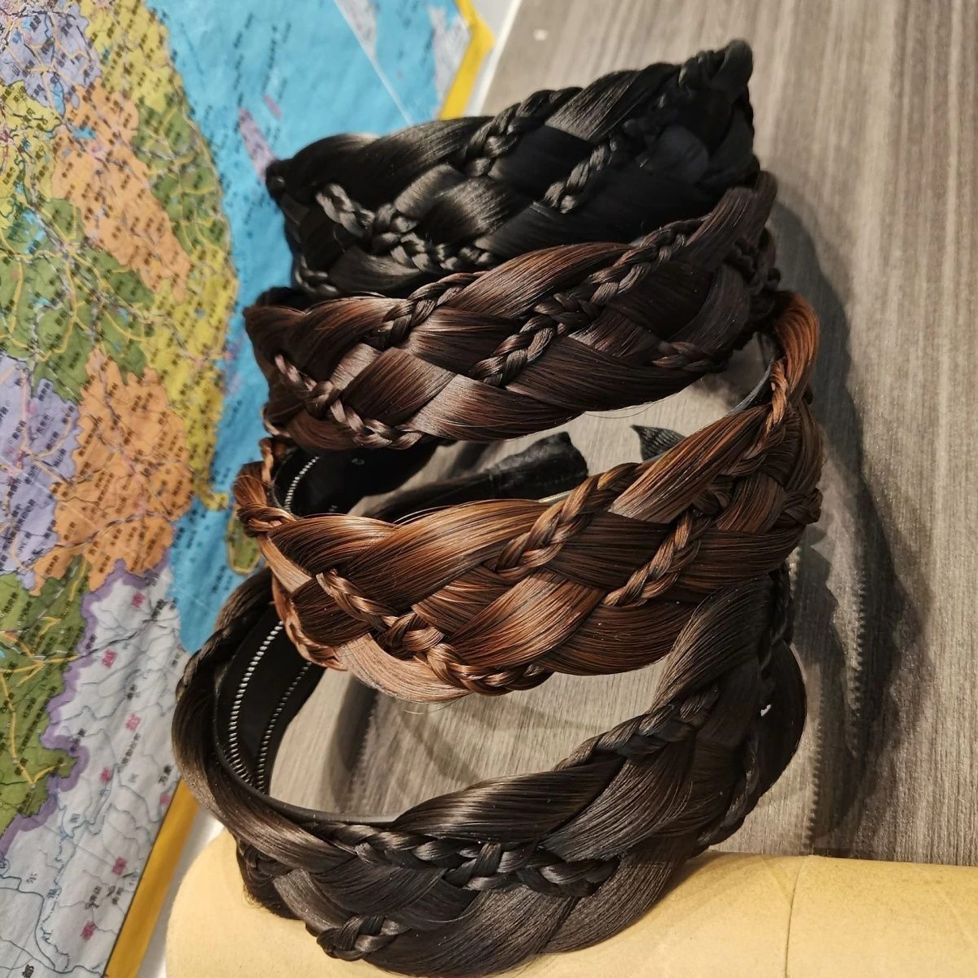 

Wash Face Headband Fishbone Braid Wide-brimmed Six Strand Wig Headband Female Hairbands Wide Hair Hoop Korean Style Headwear