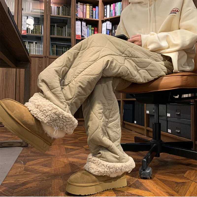 

Зимние широкие брюки из меха ягненка, женские модные плюшевые толстые теплые свободные повседневные брюки Bf, уличная одежда с высокой талией, прямые брюки, новые