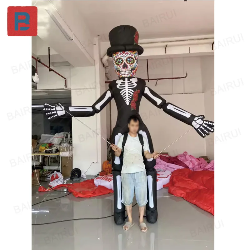 

Надувной прогулочный череп с разноцветным рисунком, с воздуходувкой, уличный парадный прогулочный рюкзак, украшение, реквизит для мероприятий