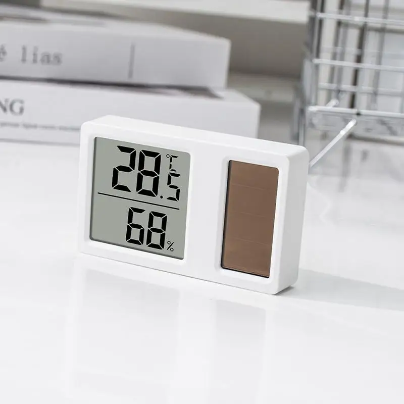 Solar Powered Portable Thermometer Hygrometer High Accuracy Mini Temp Humidity Tester for Hiking Picnic Indoor Outdoor
