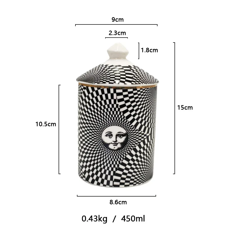 European Ceramic Storage Jar Black and White Art Decoration Hanging Plate Household Jewelry Cosmetics Scented Candle Storage Jar