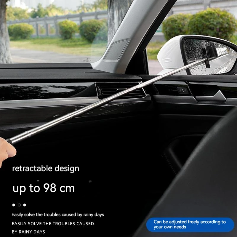 Car Rearview Mirror Wiper  Stainless Steel Telescopic Retractable Layered Brush Head Window Wash Cleaning Brush Wiper