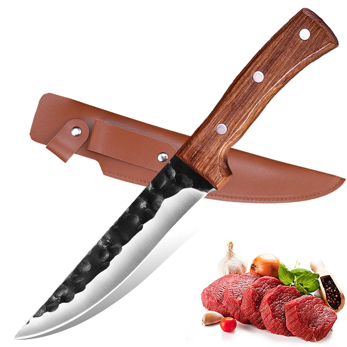 Coltello per disossare forgiato da 6.5 pollici mannaia per carne coltello per disossare il macellaio coltello per sfilettare il pesce affettare gli