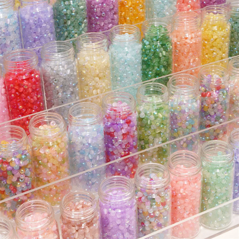 150Pcs/4mm High-Quality Cat Eye Seed Glass Multi-Color Rice Loose Spacer Beads For Jewelry Making DIY Accessories