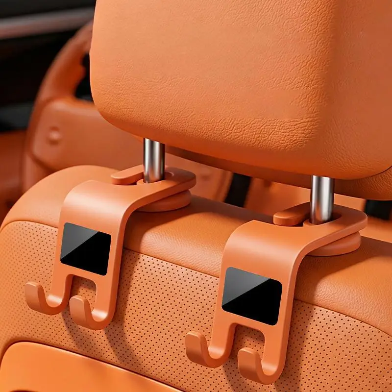 Car Seat Headrest Hook 2‑in‑1 Back Seat Hanger Organizer for Purse Bag Umbrella Water Bottle Car Interior Accessories