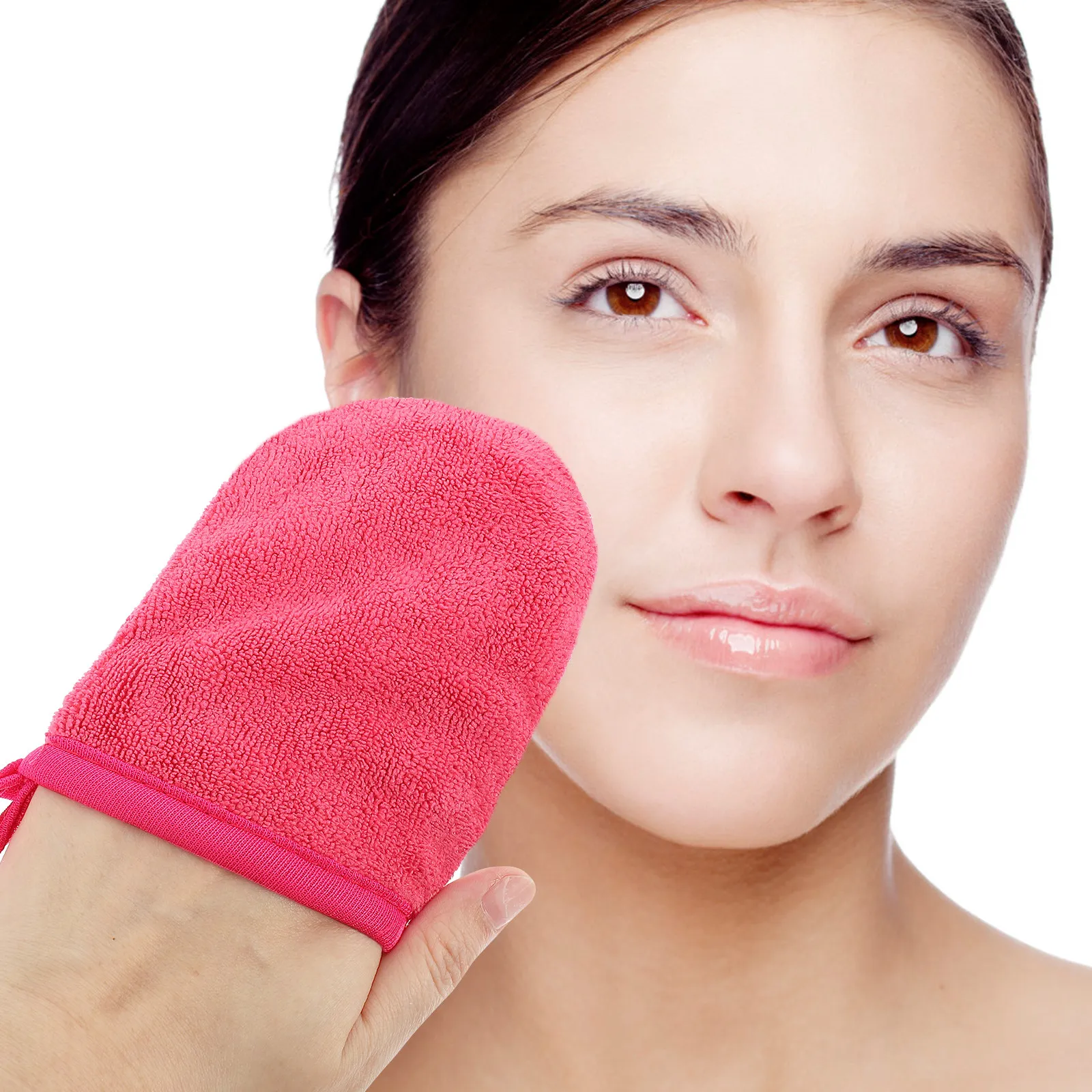 4Pcs Facial Cleaning Gloves Microfiber Makeup Remover Mitts Gentle Reusable Face Wash Mitts for Eyes Nose Hard to Reach Areas view 5