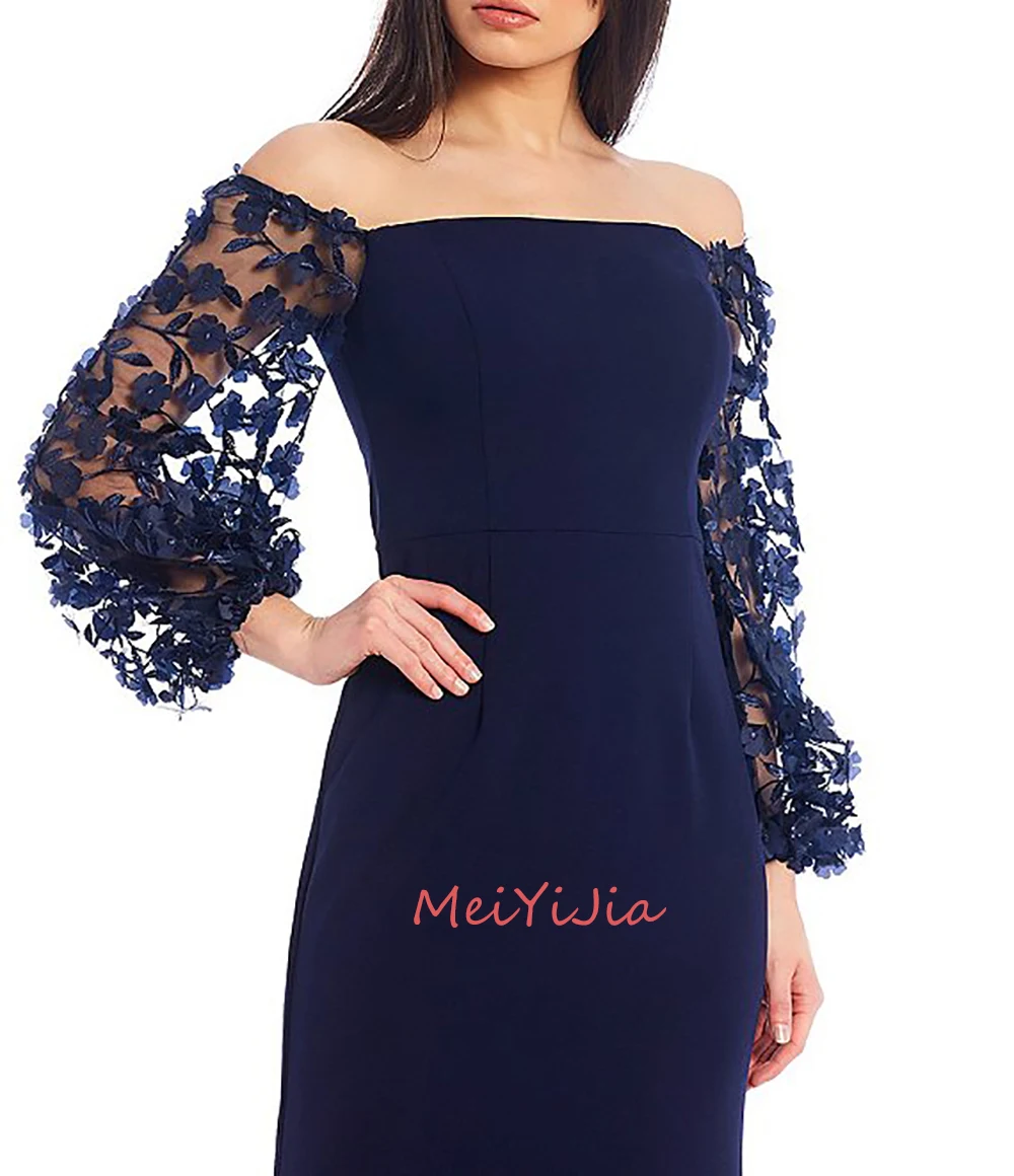 MeiYiJia Satin Long-Sleeves Mermaid Strapless Floor-Length Ruffle Saudi Arabia Sexy Evening Birthday Club Outfits Summer 2024