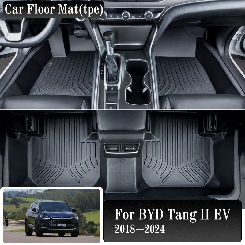 

TPE Car Floor Mats For BYD Tang Tan EV II MK2 2018~2024 5seat Waterproof Foot Covers Left Handler Driver Carpets Car Accessories