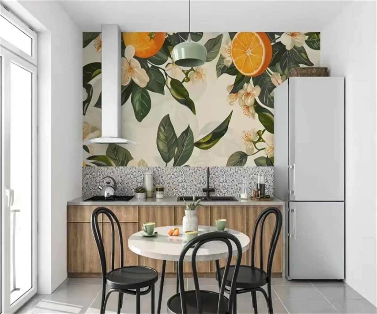 

Custom Modern Creative Wallpaper 3D Fresh Fruit Flower art Mural Restaurant Cafe Fruit Store Backdrop Wall Decor wallpaper