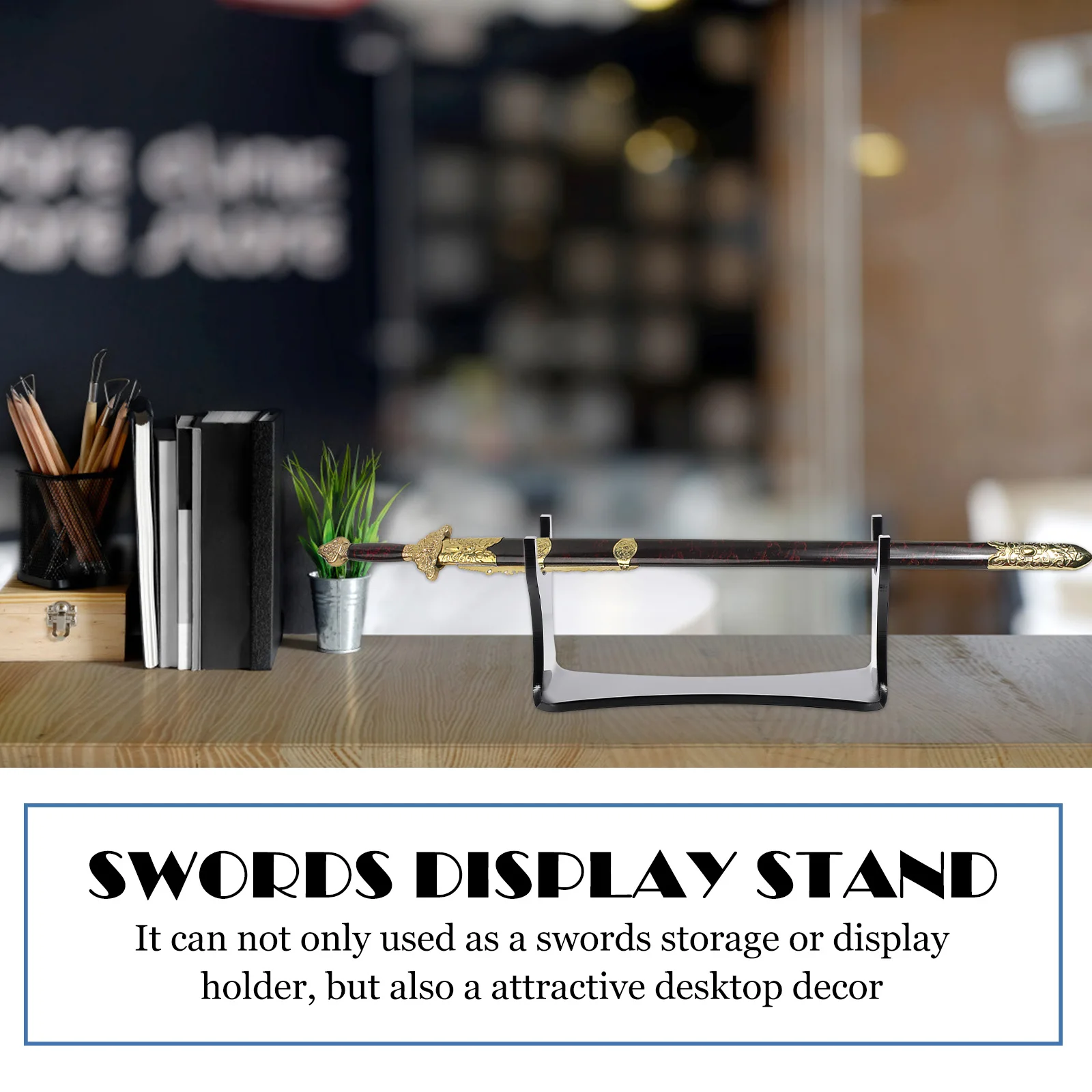 

2pcs Acrylic Stand Black Holder Display Storage Desktop Decor Organizer Swords Display Rack Household Swords Storage Bracket