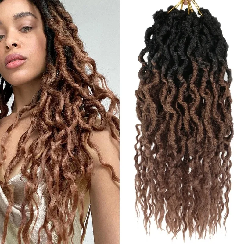 Synthetic Goddess Faux Locs Crochet Braid Hair Bohemian Locs Synthetic Dreadlocks Ombre Braiding Hair Afro Dreadlock