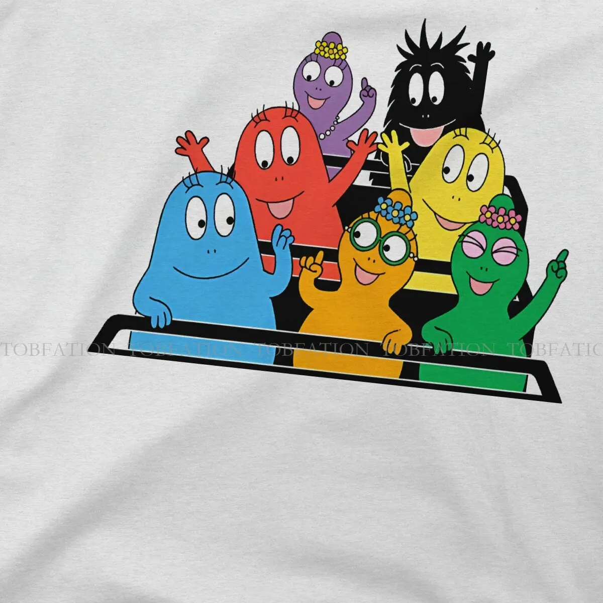 Barbapa الرجال المتضخم الرسم تي شيرت ، سعيد أسود قمم ، الرجال الشارع الشهير