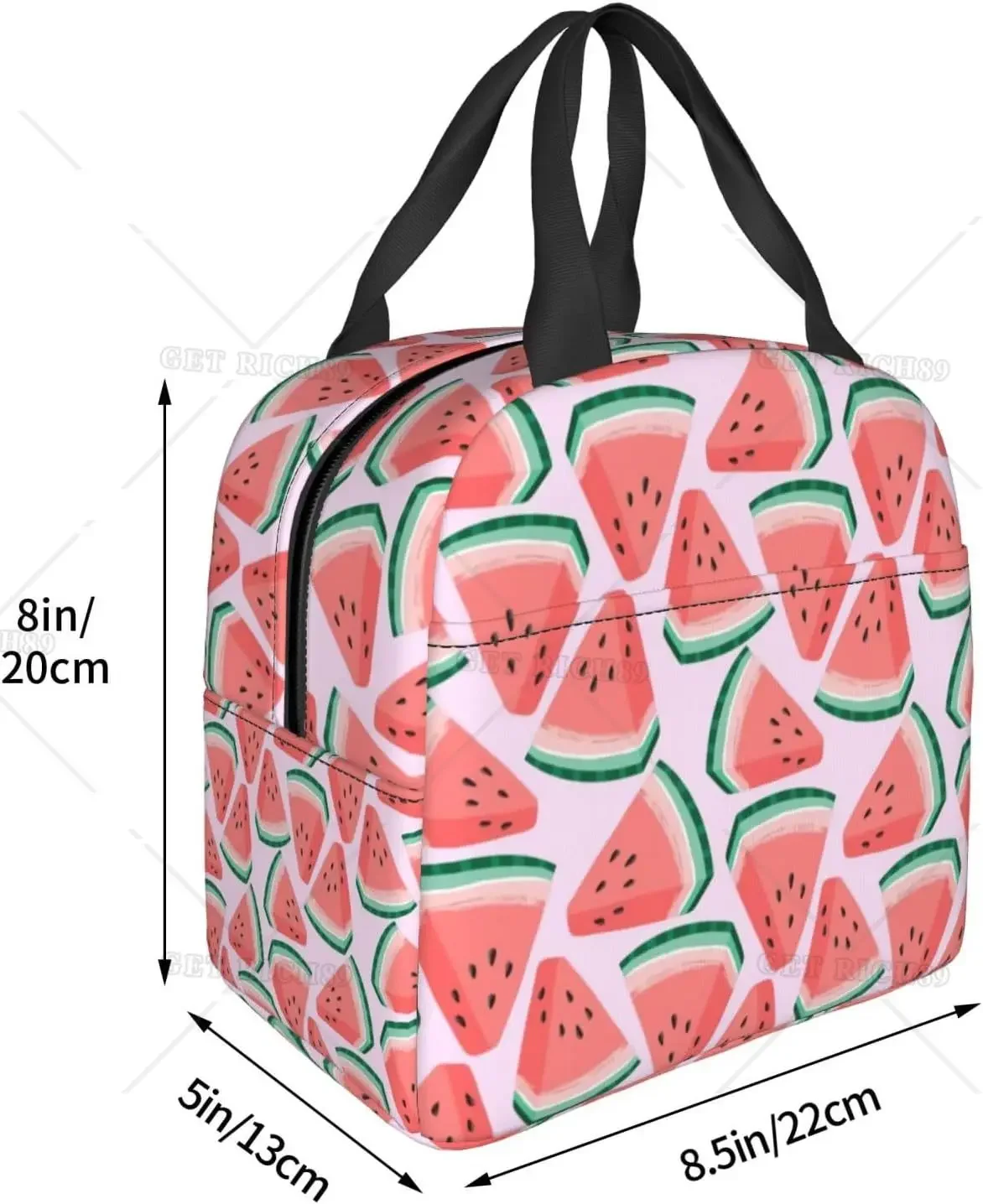 Cartoon Watermelon Cherry and Pineapples Reusable Lunch Bag Insulated Portable Lunch Box Reusable Thermal Bento Tote Cooler Bags