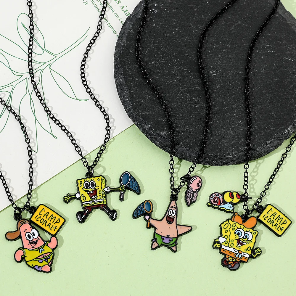 Hot Sell Necklace Pendant Accessories Cute SpongeBob SquarePants Patrick Star Alloy Enamel Necklace Hanging Ornament For Friend