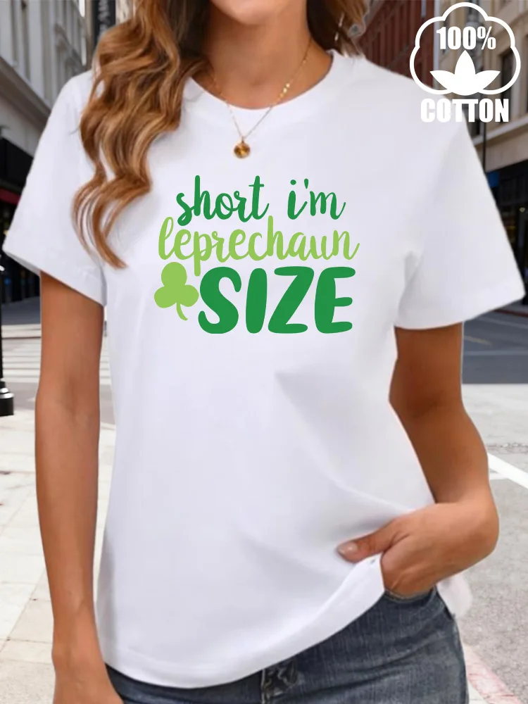

I'M Short Women's Graphic T-Shirt 180g Cotton Crew Neck Short Sleeve Tee Casual Summer Daily Wear